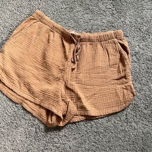 Brown cotton lounge shorts
